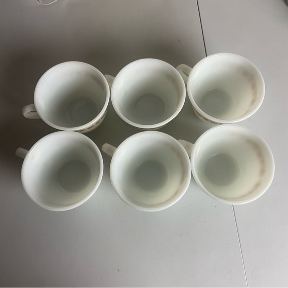Vintage Corelle Pyrex Butterfly Gold White Glass Coffee Cups Mugs Set Of 6 USA - Picture 3 of 7